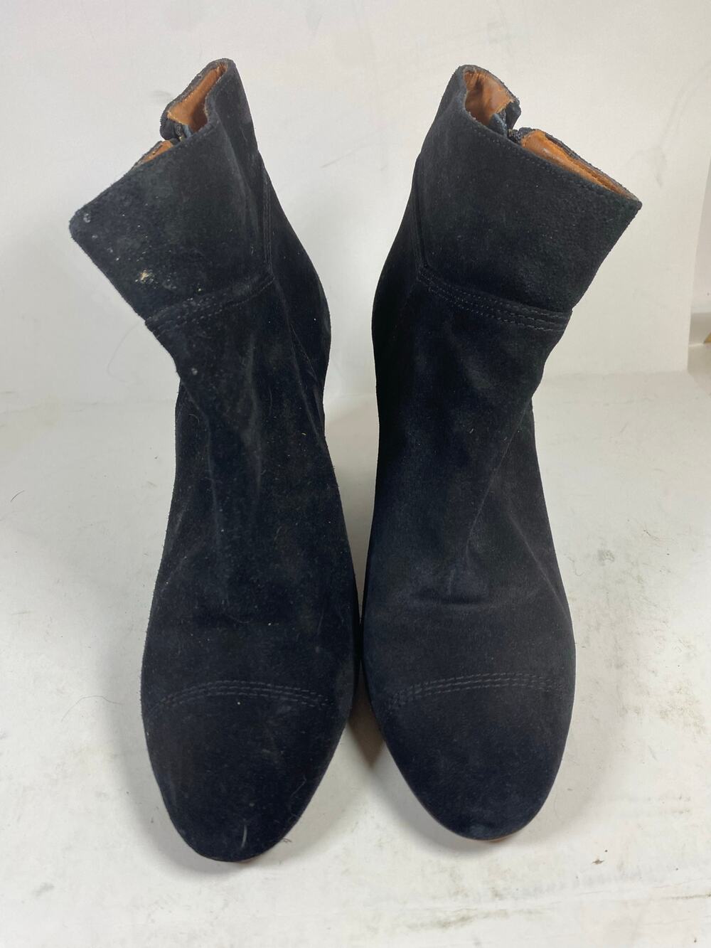 Lanvin Black Suede Ankle Booties Womens 8.5W Low Wedge Designer Shoes